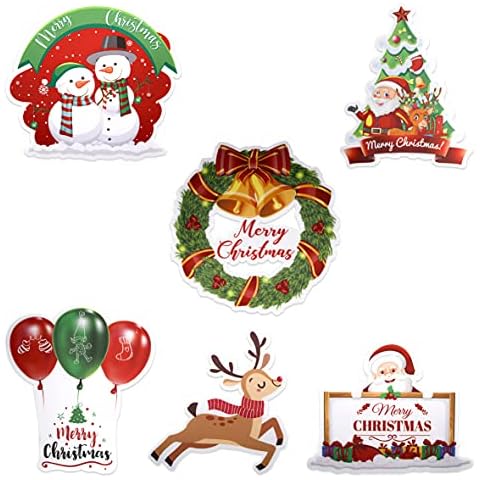 INKNOTE 6 PCS Christmas Yard Signs, Lawn Yard Outdoor Party Decor, Merry Christmas Slogan Christmas Tree Elk Snowman Balloon, Family Friendly Xmas Party Decor, Creating an Atmosphere of Christmas Cover