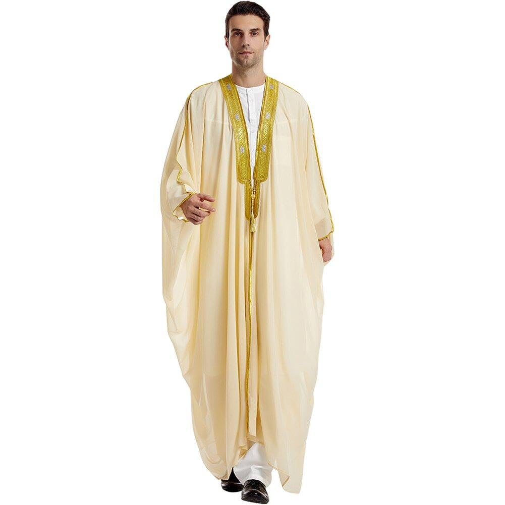 Abaya pour hommes musulmans : qamis traditionnel à manches longues et kaftan thobe de ramadan