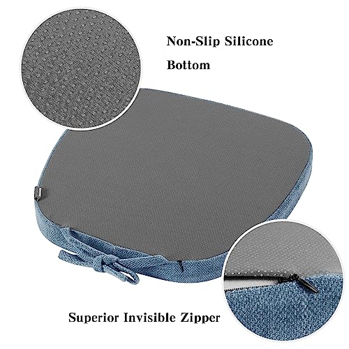 Baibu 14X14 Inches Metal Chairs Cushions With Ties, Non-Slip Metal Dining Chair Pads Kitchen Chair Cushions With Machine Washable Cover - Set Of 2 (Blue, 14X14X1.5In) #TOP3