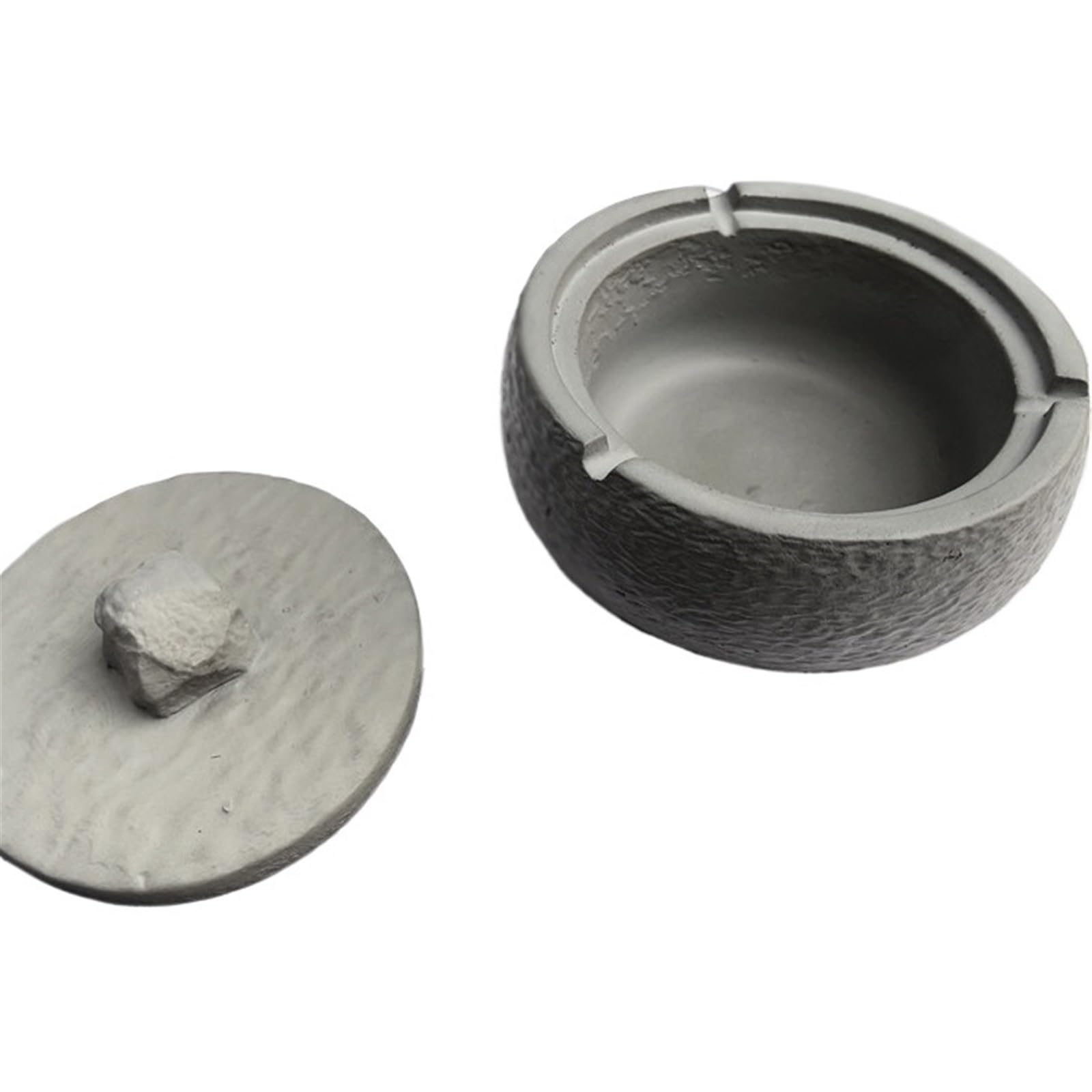 Indoor Decorative Cement cigarette with lid portable outdoor indoor desktop smoking ashtray home office for Desktop(Gris)