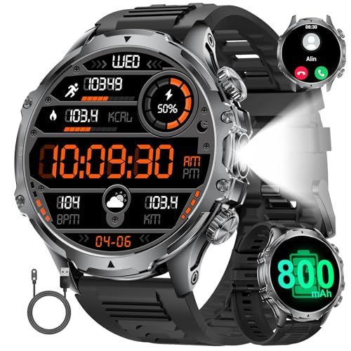 LIGE Reloj Inteligente Hombre Militar con Llamadas,800mAh Smartwatch Hombre con 1,85