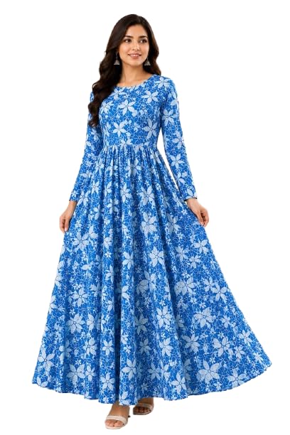 sarinku Women's Georgette Printed Anarkali Gown Lightweight & No Transparency Full Sleeve Flared Gown Dress Elegant Floral Print Casual, Party-picture-28