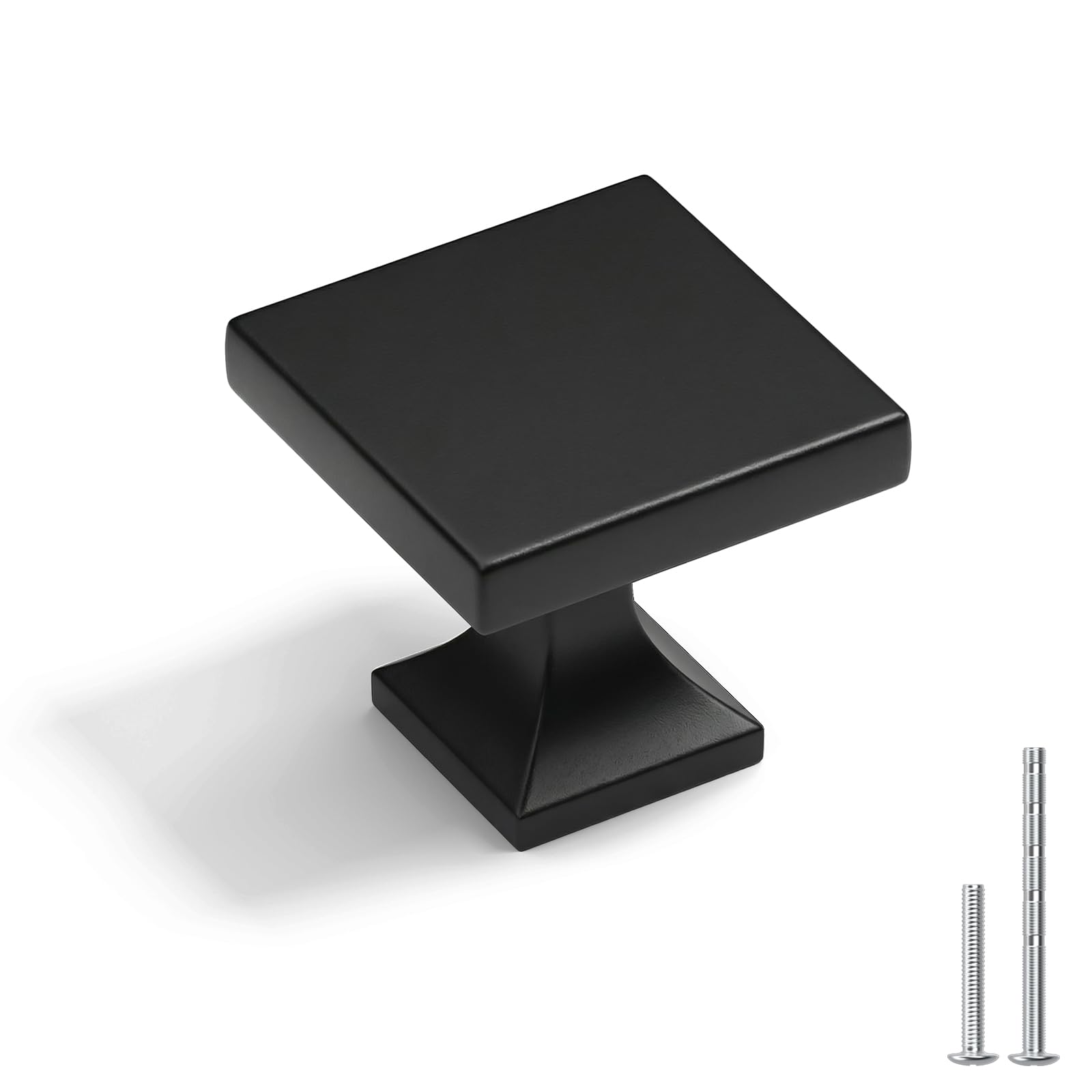 Goldenwarm 15 Pack Black Cabinet Knobs for Dresser Drawers Kitchen Hardware Handles 1.1 inch Width Square Knob for Cabinets,Zinc Alloy