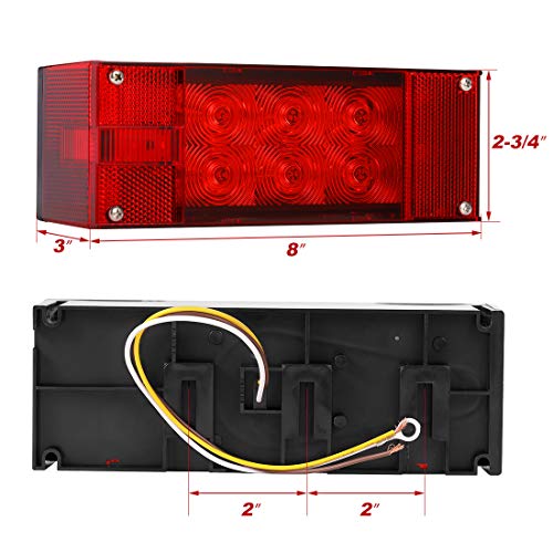 CZC AUTO 2PCS 12V LED Submersible Low Profile Rectangular Trailer