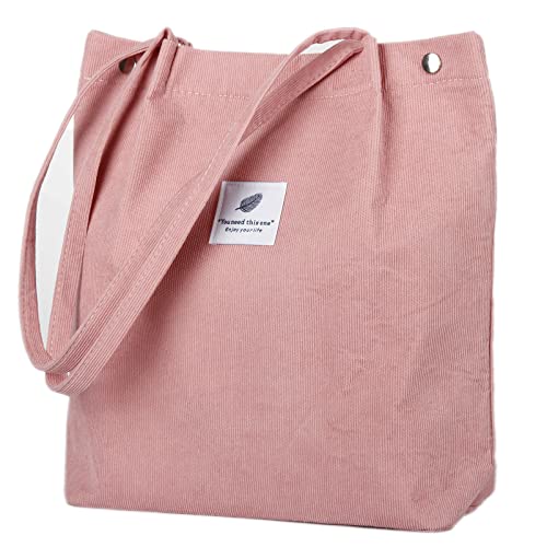 Image of Corduroy Tote Bag Cute Tote Bags for Women Shoulder Bag with Inner Pocket for Work Beach Travel and Shopping Grocery