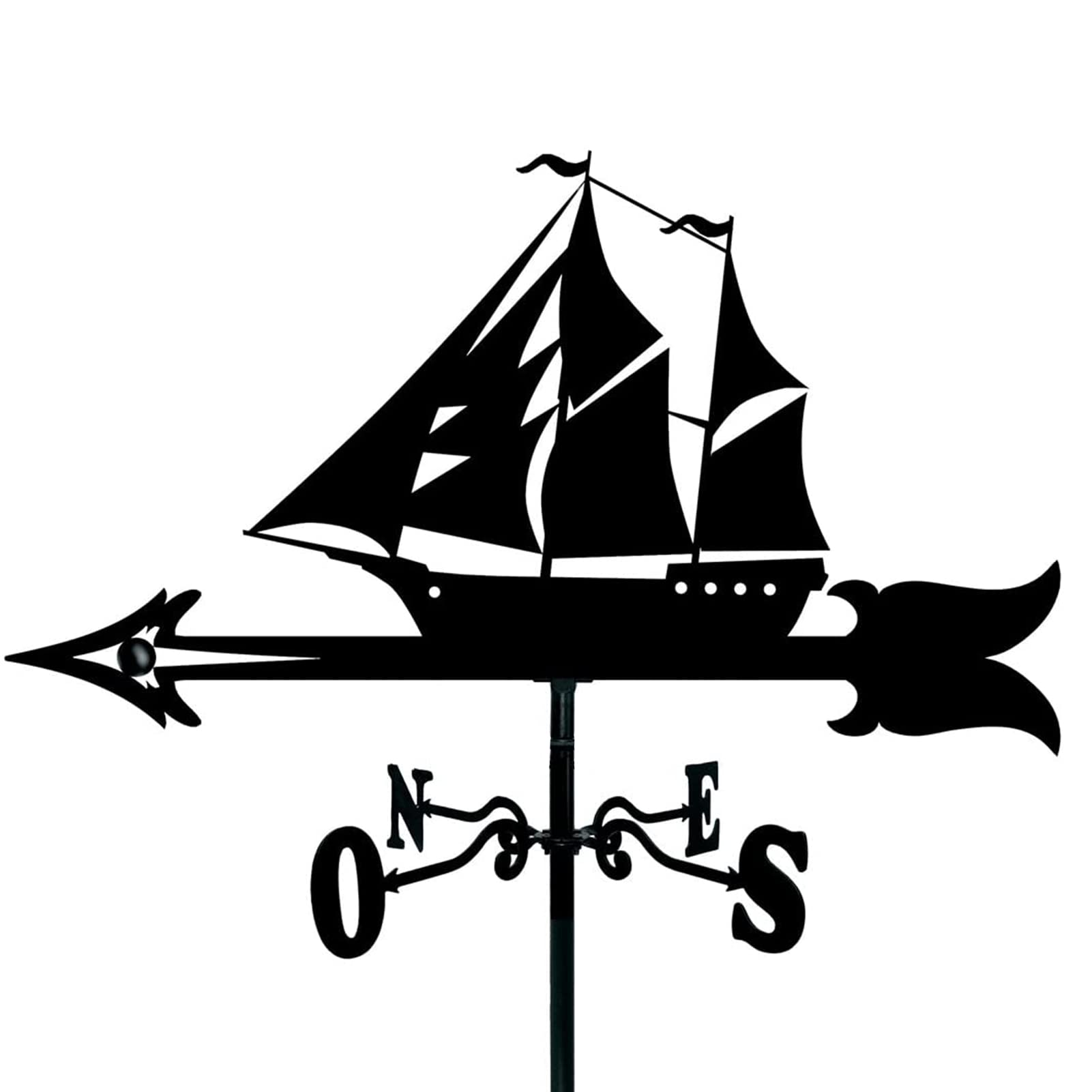 WIQUYBML wind vane European Style Wrought Iron Roof Wind Vane For Yard Metal Weathervane Vintage Black Hollow Direction Indicator for Outdoor Garden Paddock Dec