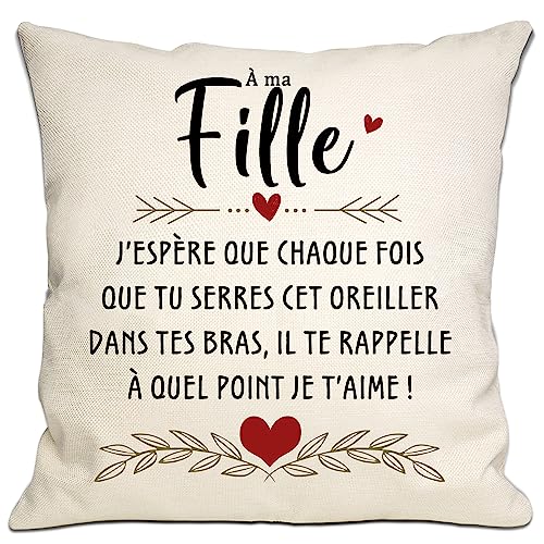 Bommex Cadeau pour Fille de Maman Papa j'espère Que Chaque Fois Que tu serres cet Oreiller il Te rappelle Combien Je t'aime Housse de Coussin pour Fille...