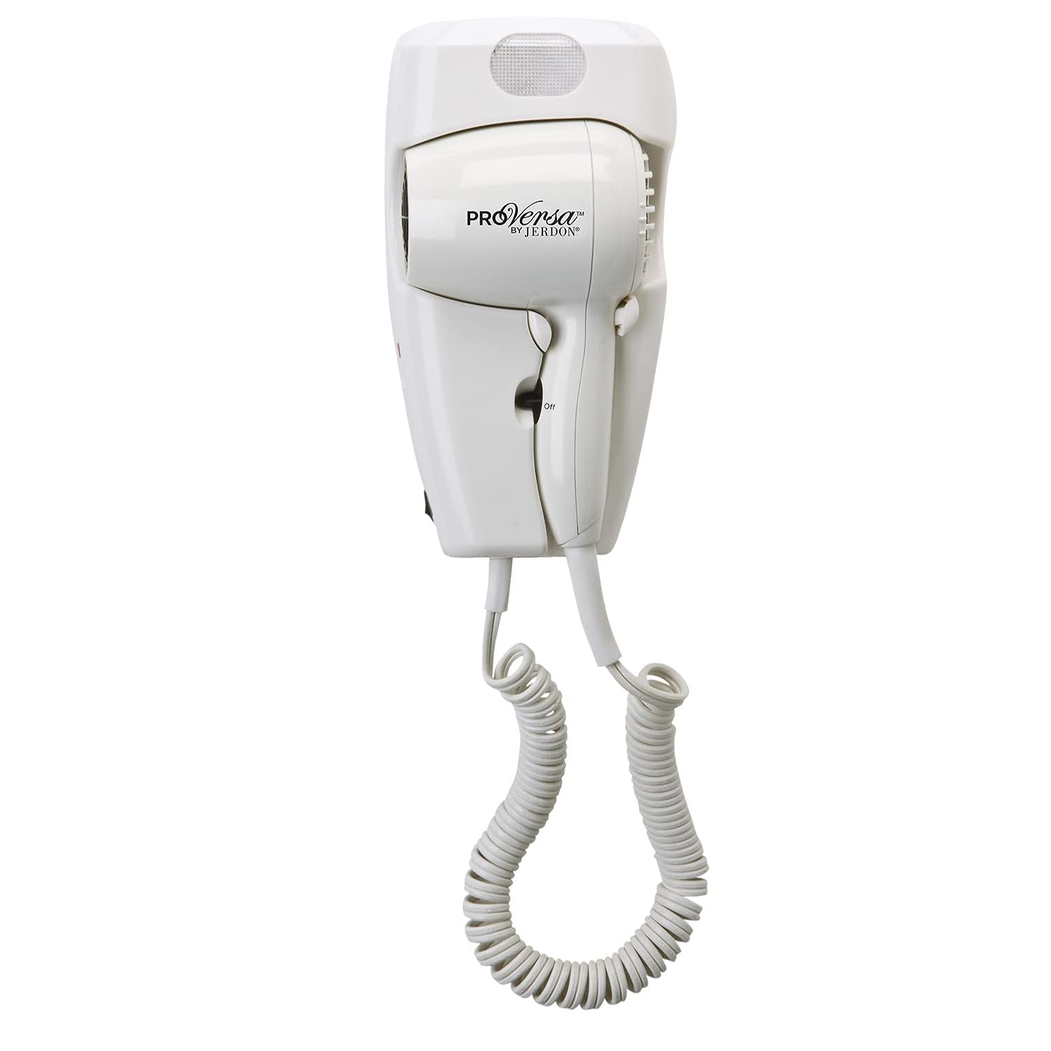 Jerdon Wall-Mount Hair Dryer - White Plug-in Hair Dryer with 32 Power Cord - Hotel Style Wall Mounted Hair Dryer - JWM8C