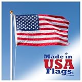 AMERICAN FLAG 3x5 TOUGH DURABLE SOLARMAX NYLON 100% Made in US Fade Resistant All Weather Long USA Flag SEWN STRIPES EMBROIDERED STARS Brass Grommets Strong but Lightweight to fly in a light breeze