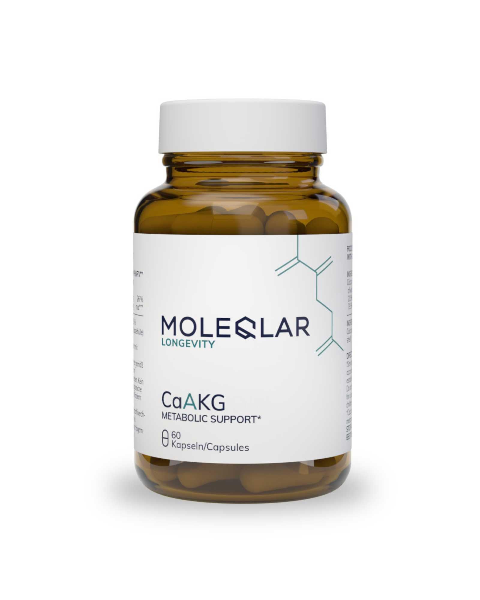 MoleQlar CaAKG (Calcium-Alphaketoglutarat) Kapseln 60 Stück - Nahrungsergänzungsmittel mit Calcium & Alphaketoglutarat - 1000 mg Ca-AKG pro Portion - Monatsvorrat