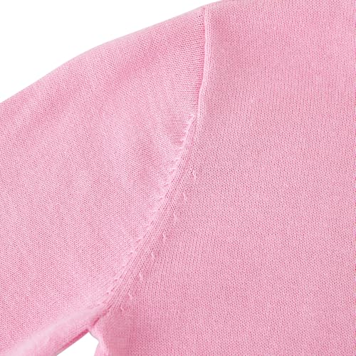 Image of UMELOK Girls Cardigan School Uniform Sweater Crew Neck Long Sleeve Cotton Sweaters