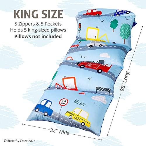 Butterfly Craze Floor Pillow Bed Lounger Cover, Cozy & Stylish Seating Solution For Kids & Adults, Recliner Floor Cushion For Ultimate Comfort, Toddler Nap Mat, Cover Only, Transportation, King #TOP2