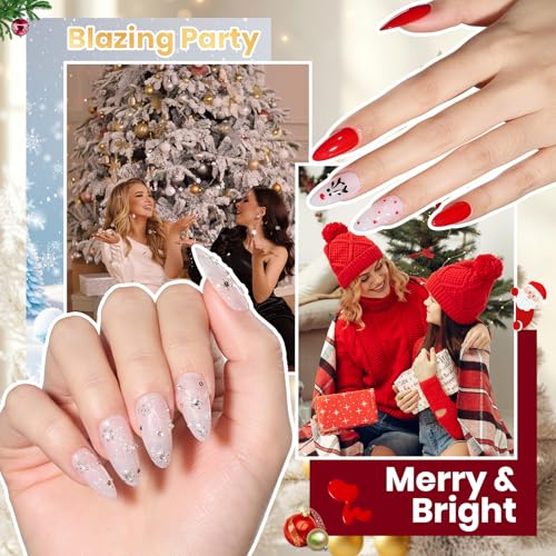 Image of Beetles 80 Pcs Christmas Gel Nail Polish Kit with U V Light - 55 Color Gel Nail Kit Gifts for Women Soak Off Color Enchantment Winter Red Nails Art Home DIY Salon Beginners Manicure Set