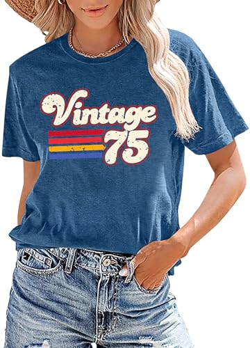 Vintage 1975 Tshirt for Women: 50th Birthday Gift Shirt Retro Birthday Party Short Sleeve Tee Tops3