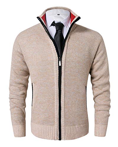 Image of Vcansion Men's Classic Cardigan Sweaters Stand Collar Slim Fit Casual Knitted Sweater