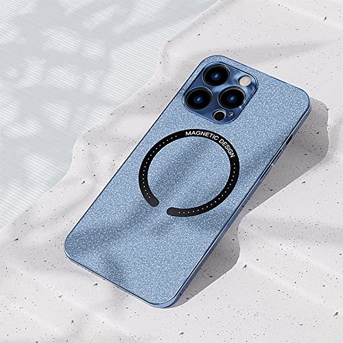 Coque de chargement magnétique sans fil pour iPhone 11 Pro en cuir bleu clair