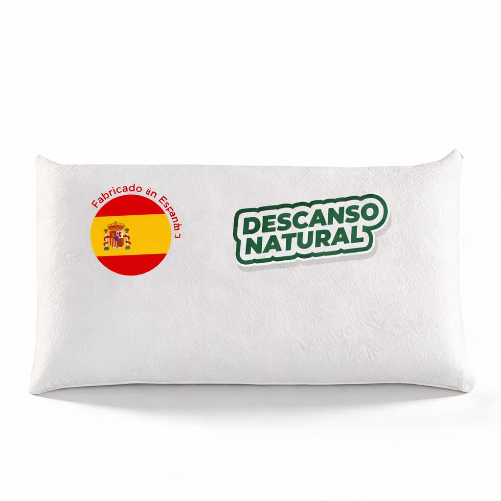 Relax Almohada Visco Vegetal 70 Cm Firmeza Suave Núcleo Aceites Naturales Tejido Bamboo Transpirable Antialérgica Cervical Eco Sostenible Adaptable Sueño Ergonómico Funda Lavable