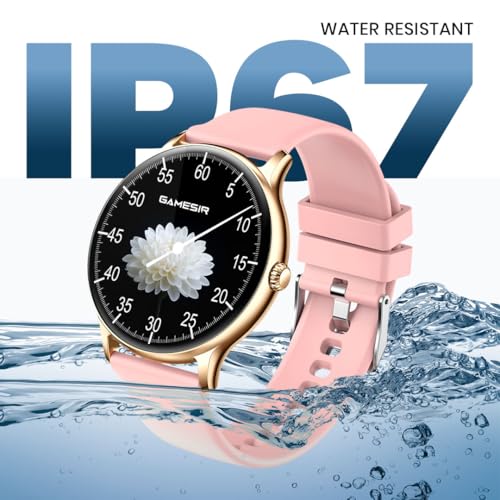 Image of GameSir Glavito Round Dial Smartwatch with 1.49 inch AMOLED Display, 100+ Sports Modes, IP67, Bluetooth Calling, Functional Crown Control, Health Tracking, 100+ Watch Faces for Men & Women (Pink)