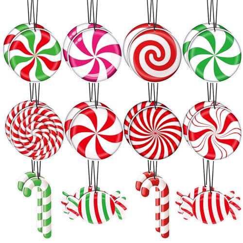 Image of Demissle 24 Pcs Car Air Fresheners Bulk Cute Hanging Air Freshener Groovy Scented Fresheners Rearview Mirror Decor for Women Car Accessories(Vivid Candy)