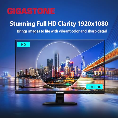 Image of Gigastone 24 inch IPS LED Back Light Monitor 75Hz FHD 1920 x 1080, 1080P 178 Wide View Frameless Computer Monitor 5ms, Built-in Speakers, Eye Care Technology, Ergonomic Tilt VESA Mount, HDMI VGA