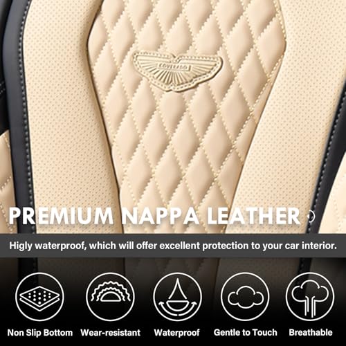 Image of Coverado Automotive Seat Covers Front Seats, Seat Covers 2 Pack, Beige Car Seat Cover, Waterproof Auto Seat Covers, Car Seat Cushion, Front Car Seat Covers Leather Car Seat Protector Fit for Most Cars