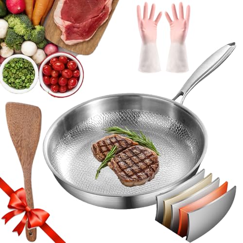 GXHNB Poele Titane Martelé, PoêLe à Frire En Titane Non RevêTue Haut De Gamme Pour La Cuisine, AntiadhéSive, éPaisse (26cm,Sans couvercle)