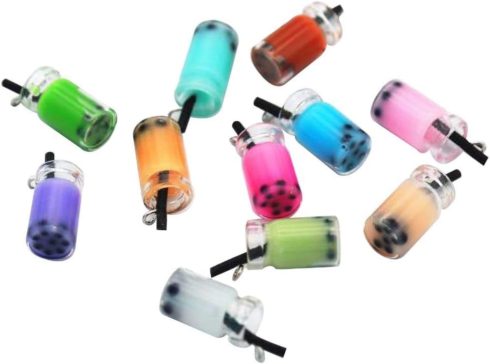 80Pcs Milk Tea Charms Fruit Tea Charm Pendant Boba Milk Tea Bottle Pendants Tea Charms Dangle Earring Necklace Pendants for DIY Jewelry Making Craft Earring Keychain - Image 7