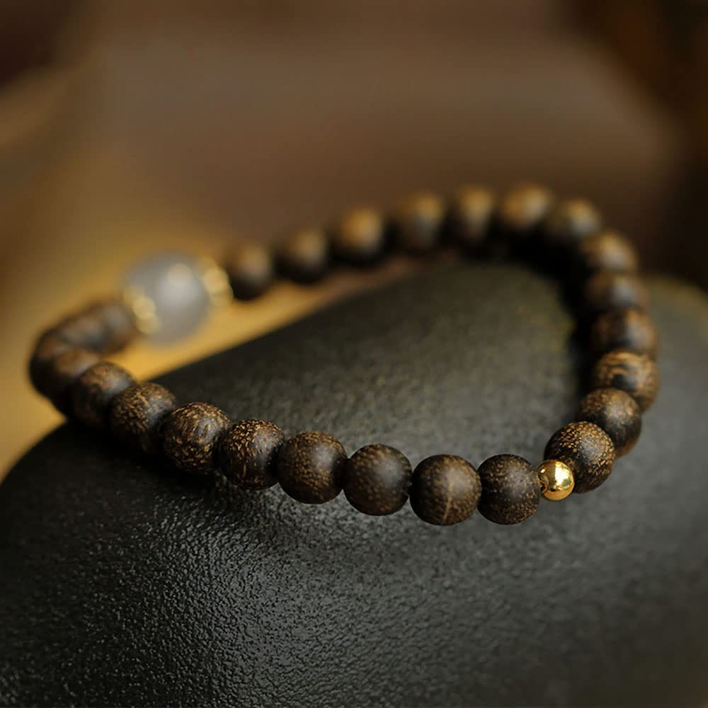 Pulsera de Cuentas de Madera de agar Natural Unisex Cuentas de sándalo Oración Rosario Budista Mala Pulseras