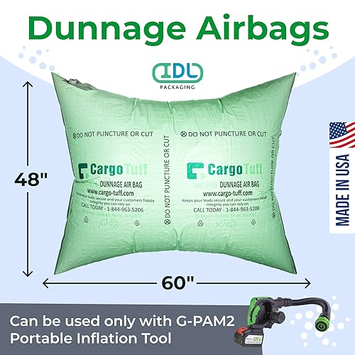 Image of IDL Packaging 48 inch x 60 inch Dunnage Airbags, Woven Polypropylene, Level 1 - Fill The Void in Trucks and Intermodal Shipments, Reusable - Load Securement Airbags for Container Stuffing