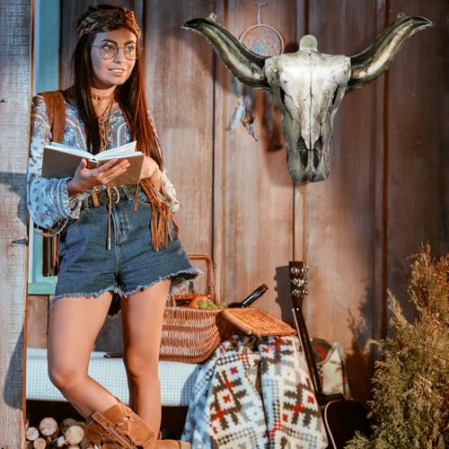 Image of Gejoy 3 Pcs Western Party Decorations Long Horn Cow Balloons Cowboy Aluminium Foil Balloon for Cowgirl Decorations Rodeo Balloons Western Party Supplies (Longhorn)