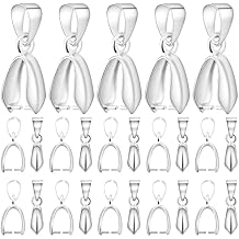 Aylifu 60pcs 19 mm Pendant Pinch Bails Large Pinch Bail Clasps Brass Necklace Pendant Clip Buckle Clasps Connectors for DIY Dangle Charm Jewelry Craft Making, Bright Silver