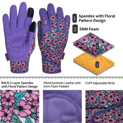 image for MSUPSAV Gardening Gloves for Gardening,Synthetic Leather Garden Gloves