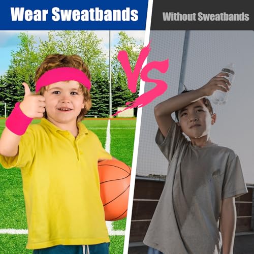 Image of Libima Kids Sweatbands Bulk Boys Headband for Sports Kids Cotton Terry Youth Sweatbands Elastic Sports Headbands Wicking Athletic Bands for Team Activity