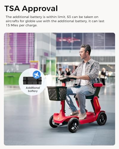 Image of Paiseec Mobility Scooter S3 Pro 40 Miles, Airline Approved Mobility Scooter for Seniors, Intelligent Speed Control Foldable Mobility Scooters, 250W Powered All Terrain Mobility Scooters for Adults