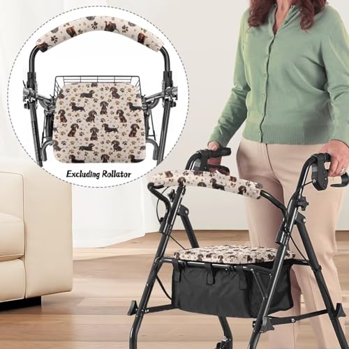Image of Dachshund Soft Seat Covers for Rollator Walker, Universal Backrest and Seat Covers, Adjustable Rollator Accessories for Seniors
