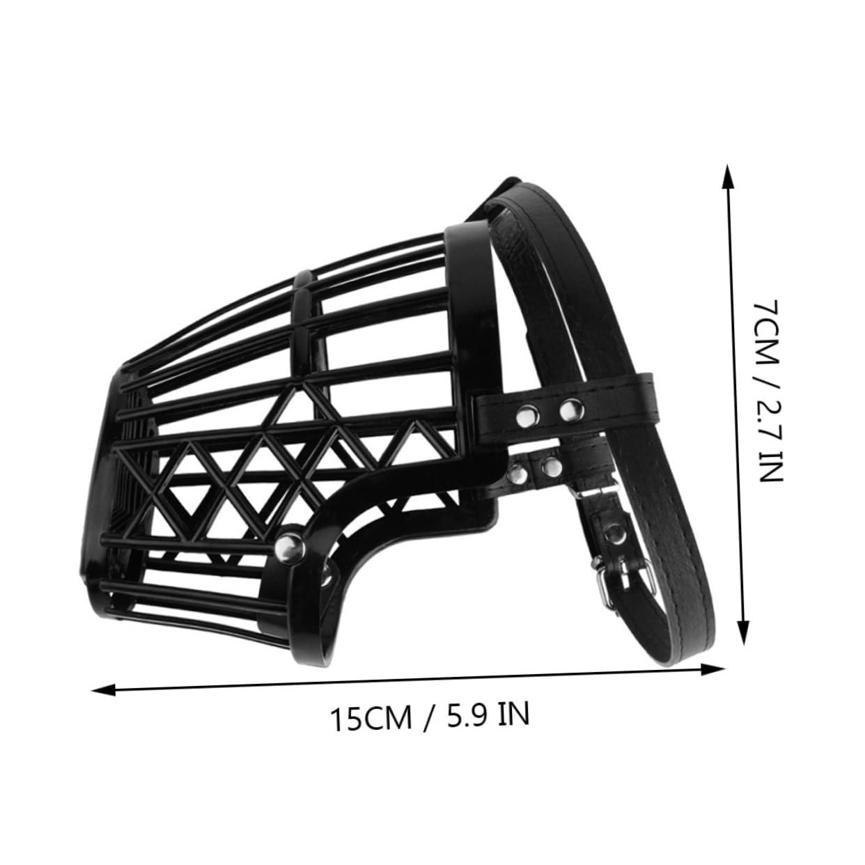 FRCOLOR Muselière pour Chien de Panier en Plastique Noir S Sangle Réglable en Cuir Usage Sûr et Confortable Quotidien