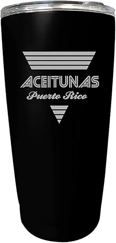 R and R Imports Aceitunas Puerto Rico Souvenir - Vaso de acero inoxidable (16 onzas), diseño retro