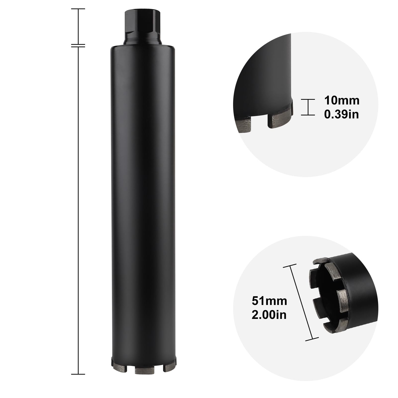 CPROSP 1¼" Diamond Core Drill 51 mm, Length 420 mm, Dry and Wet Drilling Diamond Drill Bit for Concrete Reinforced Concrete - Image 2