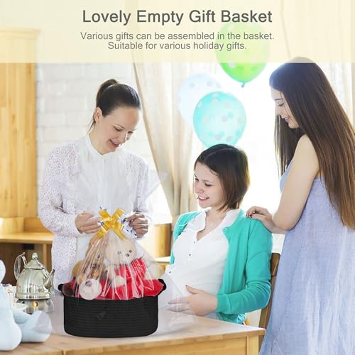 Image of Small Empty Gift Basket with Bag & Ribbons, Black
