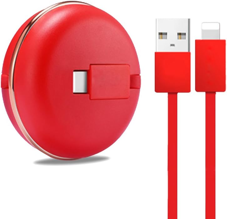 Feister Protable Mini Hiden Colorful Retractable Noodle Usb2.1 Charger Cable for Android Smart Phone,Samsung/Huawei/Xiaomi/HTC Convenient for Office Traval Inside Car (Red)