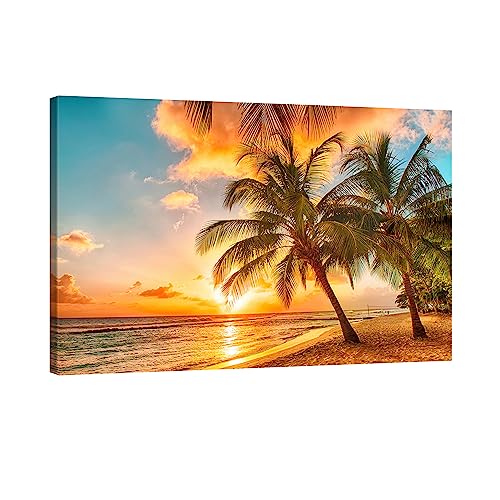 モダン 海景 アートパネル ヤシの木 アート 夕日 壁飾り 絵画 自然の風景 風景 壁飾り 海画 海 壁飾り 木製フレーム完成品