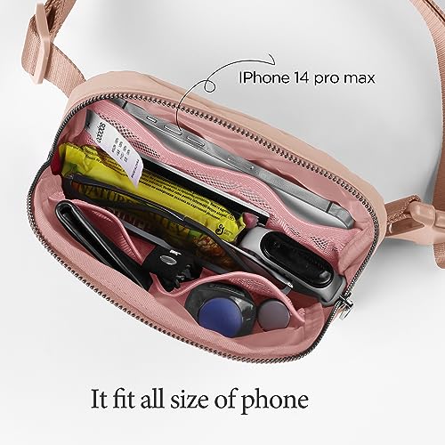 Image of ODODOS Unisex Mini Belt Bag with Adjustable Strap Small Fanny Pack for Workout Running Traveling Hiking, Misty Rose