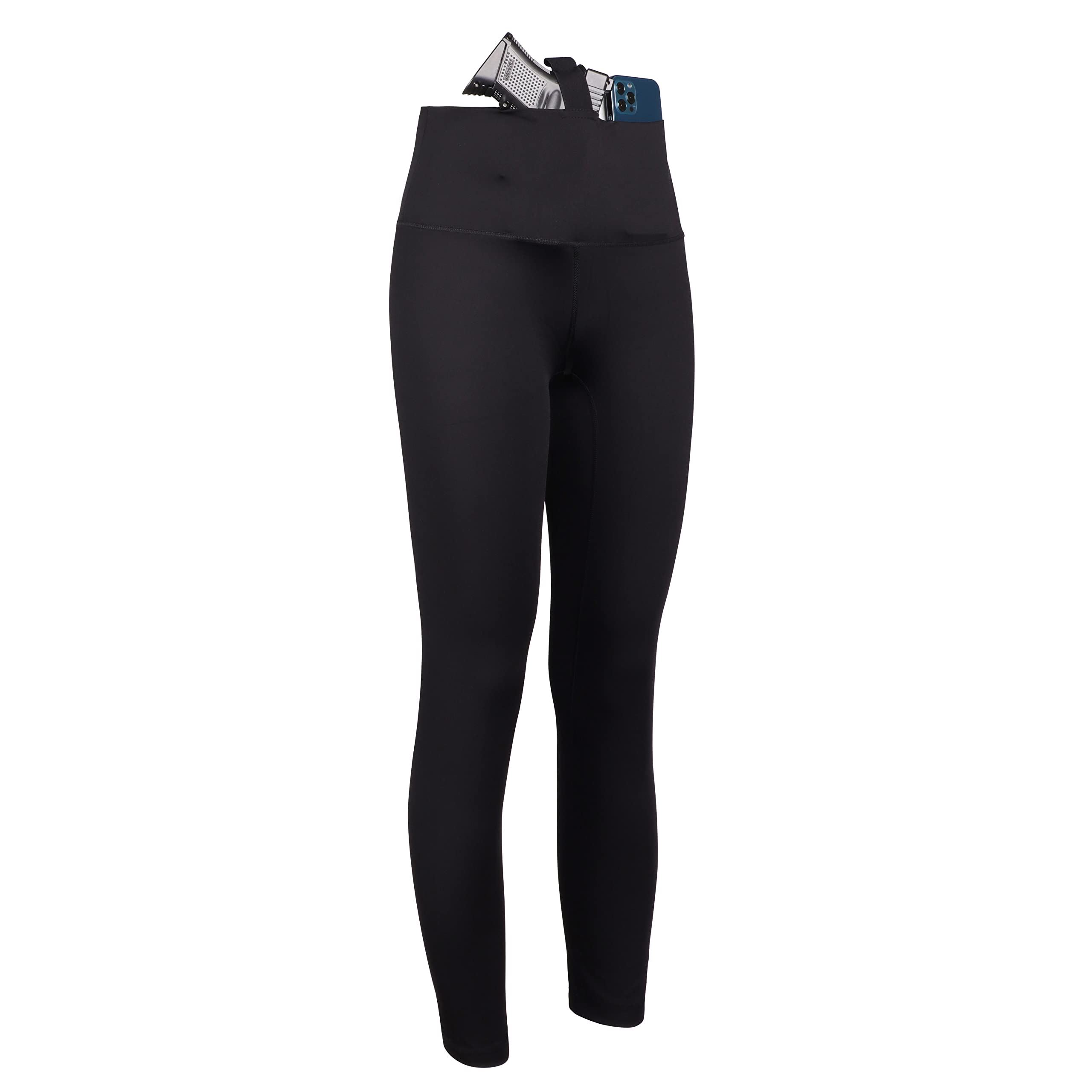 Lilcreek Women's Concealed Carry Leggings Gun Holster with Side Pockets,Concealment Compression Universal Yoga Pants