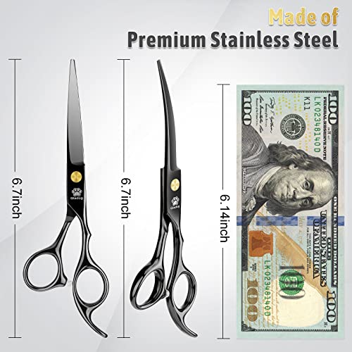 Image of Dog Grooming Scissors Kit with Safety Round Tips, GLADOG Professional 5 in 1 Grooming Scissors for Dog
