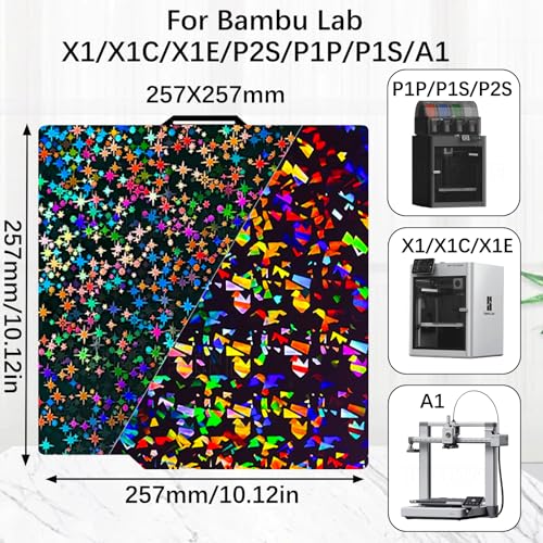 Image of Upgraded 257x257mm X2D Build Plate for Bambu Lab P2S X2D X1 X1C X1E P1P P1S A1,Double Sided Textured Flake+Galaxy Spring Steel Sheet Flexible Plate Heated Bed Platform for Bambu Lab 3D Printers