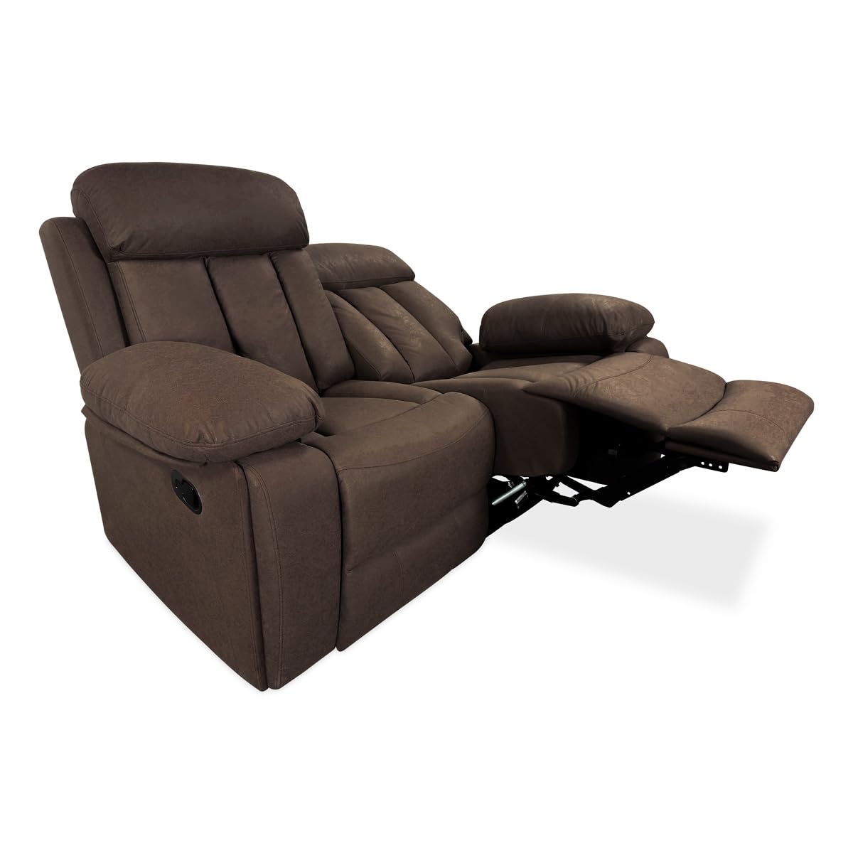 Homey - Sofá de 2 Plazas con Función Relax, Modelo Havana con Reclinación Manual de Respaldo y Resposapiés, Medidas: 152 cm (Ancho) x 103,5 cm (Alto) x 93 cm (Fondo), Choco