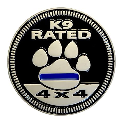 Badge Glow All Metal K9 Thin Blue Line Rated 4X4 Automotive Badge Specifically Designed for The Jeep Wrangler or Cherokee ~ Stick it Anywhere! Cover