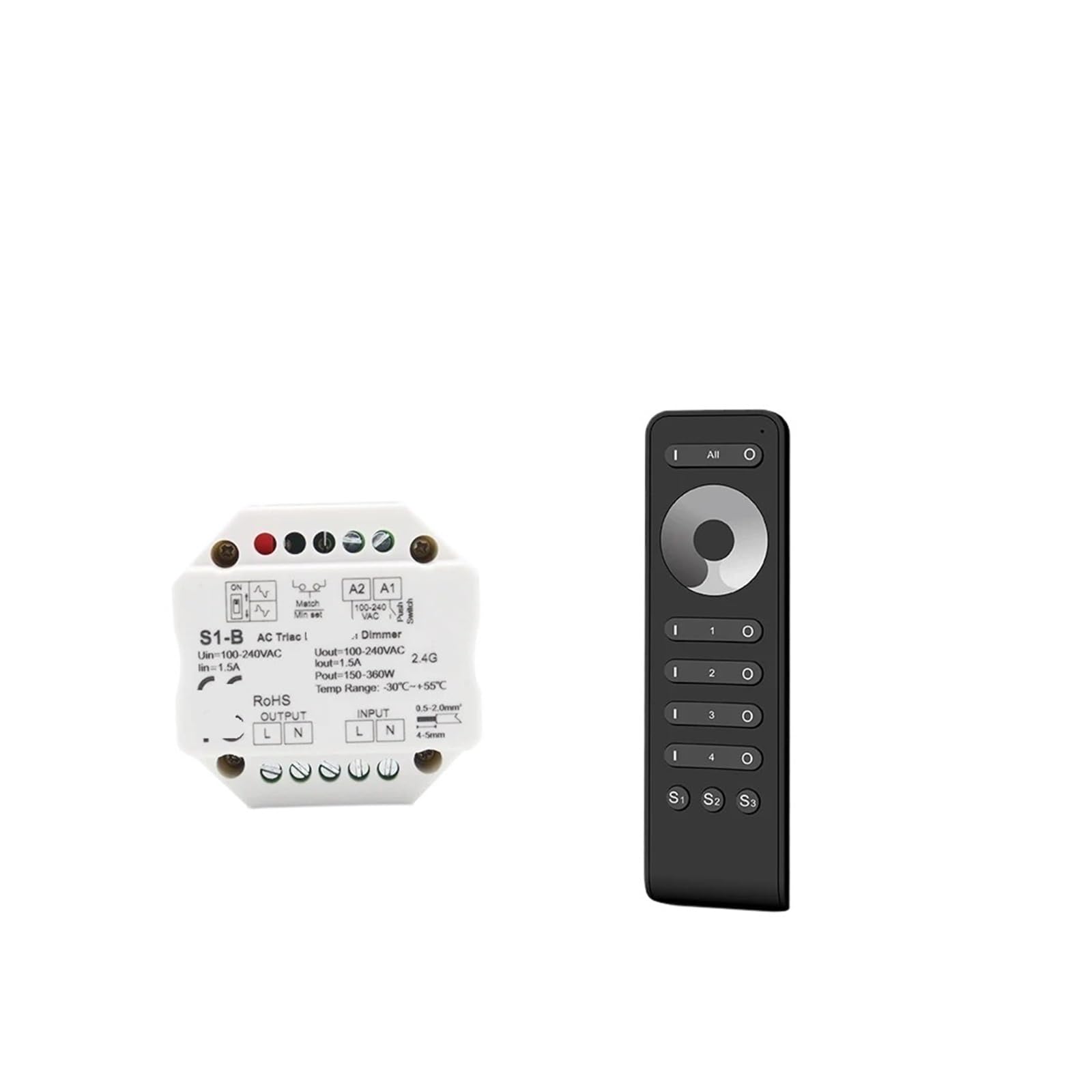 Variateur LED 220V Triac S1-B radiofréquence 2.4G et contrôle push dimming synchrone