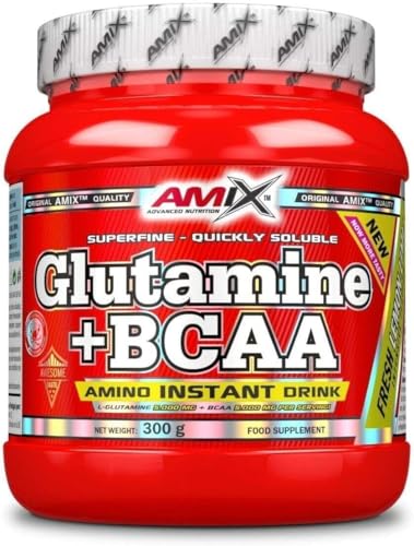 AMIX BCAA Glutamina - Réduit le Catabolisme Musculaire et Facilite la Récupération Post-formation - Idéale pour les Athlètes - Citron Vert - 300 gr