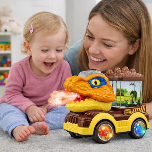 Image of Dinosaur Spray Toy Truck for Kids | Water Mist Spray, Flashing Lights & Moving Parts | Electric Musical Toy Car with 360 Rotation | Battery Operated Toy for Boys & Girls (2+ Years)
